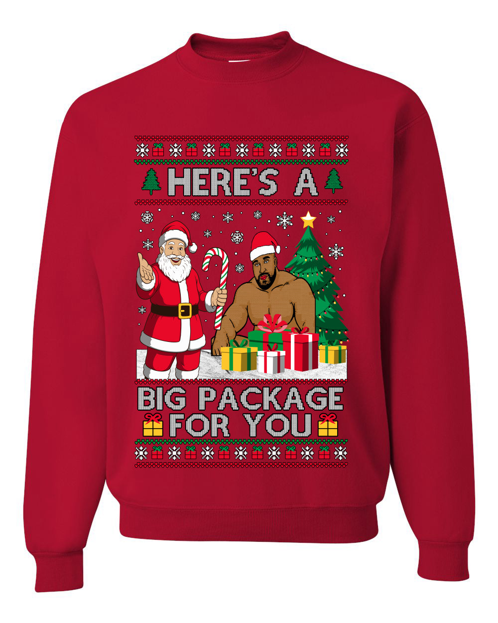 Here's A Big Package For You Santa Christmas Sweater, Unisex Ugly Christmas Crewneck Sweatshirts
