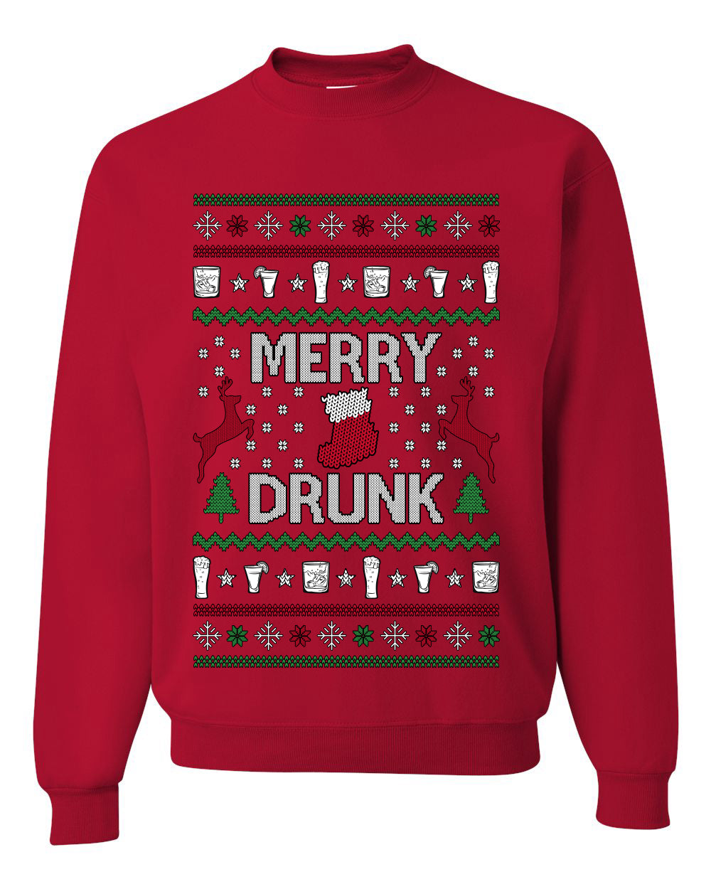Merry Drunk, Unisex Ugly Christmas Sweater Crewneck Sweatshirts
