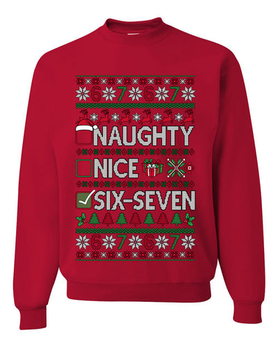 Naughty Nice 6 7 Checklist, Unisex Ugly Christmas Sweater, Crewneck Sweatshirts