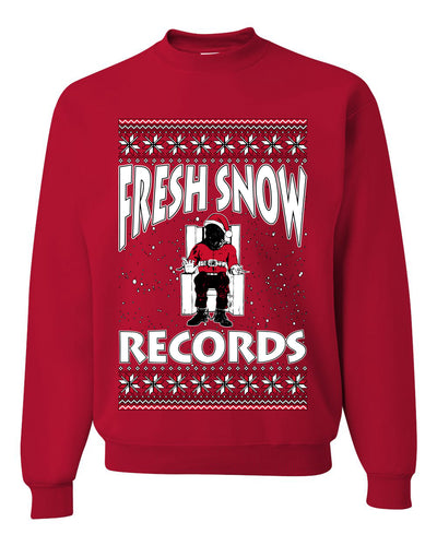 Fresh Snow Records Hip Hop Parody, Unisex Ugly Christmas Sweater, Crewneck Sweatshirts