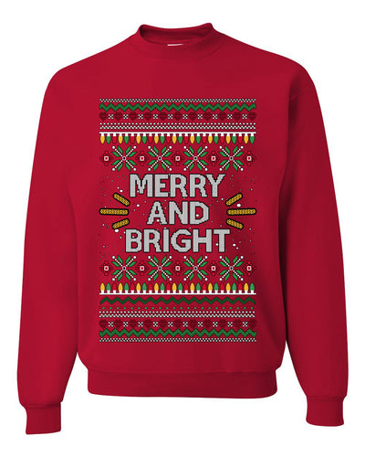 Merry And Bright, Unisex Ugly Christmas Sweater Crewneck Sweatshirts