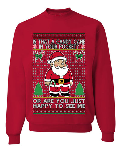 Is That A Candy Cane In Your Pocket Naughty Santa, Unisex Ugly Christmas Sweater, Crewneck Sweatshirts