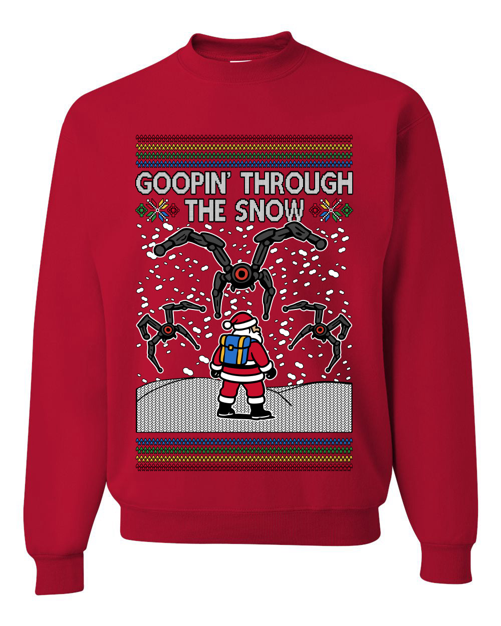 Goopin' Through The Snow Gamer Santa, Unisex Ugly Christmas Sweater Crewneck Sweatshirts