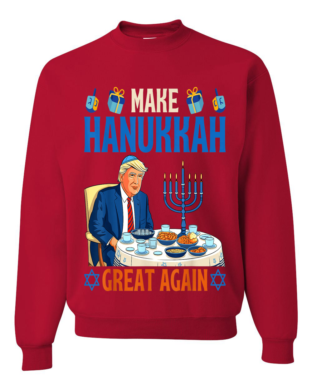 Make Hanukkah Great Again, Unisex Ugly Christmas Sweater Crewneck Sweatshirts