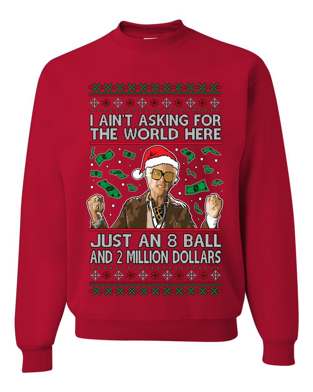 I Ain't Asking For the World Here, Just An 8 Ball and 2 Million Dollars, Unisex Ugly Christmas Sweater, Crewneck Sweatshirts