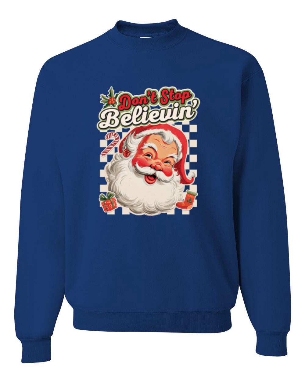 Don't stop Believin', Santa Fun Cute Christmas Design, Unisex Christmas Sweater, Crewneck Sweatshirts