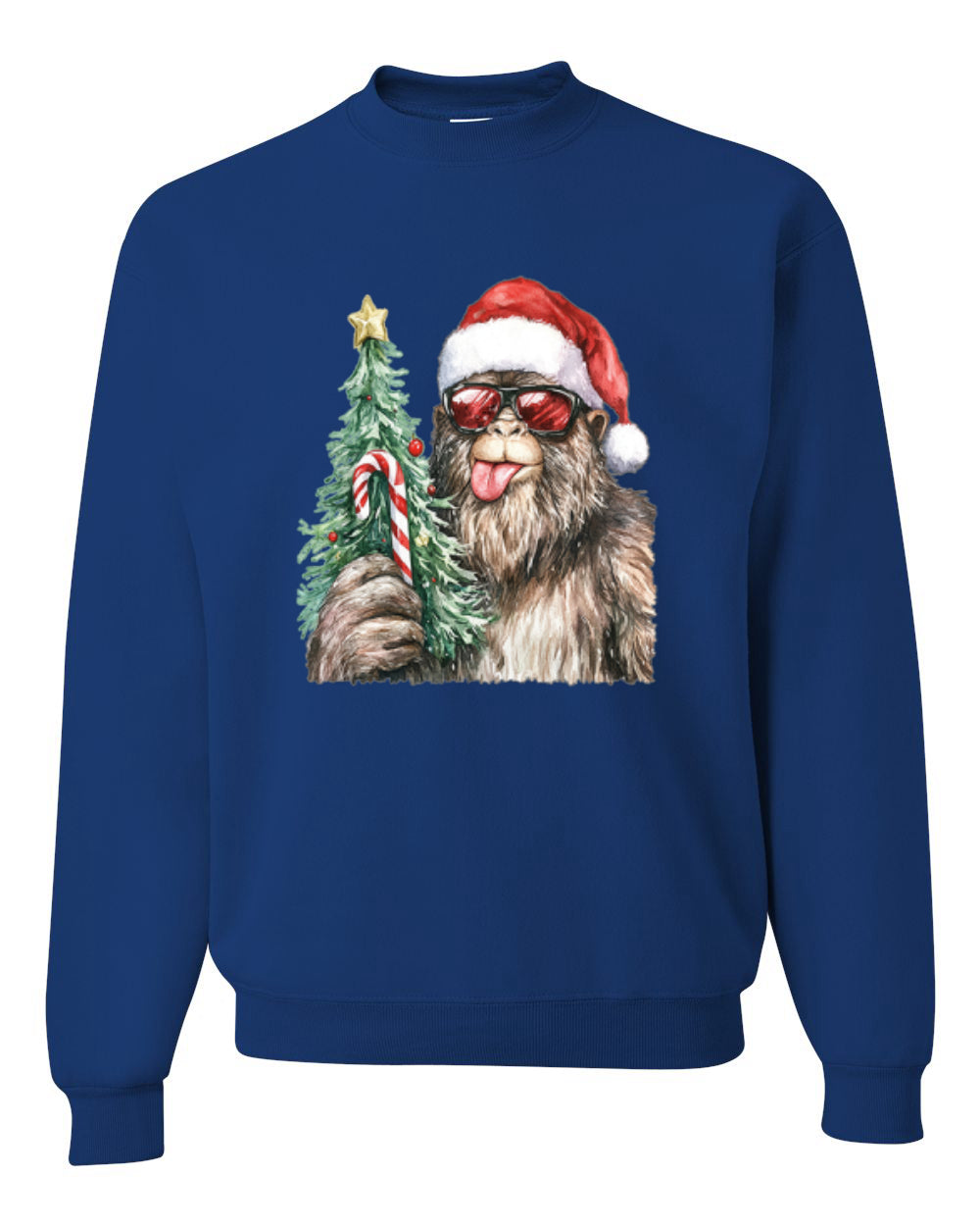 Christmas Sasquatch, Big Foot, Funny Candy Cane Christmas Design, Unisex Christmas Sweater, Crewneck Sweatshirts