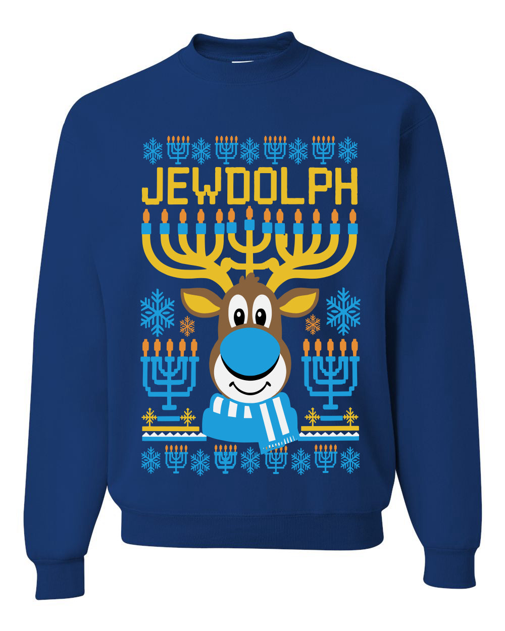 Jewdolph, Jewish Reindeer, Unisex Ugly Christmas Sweater, Crewneck Sweatshirts