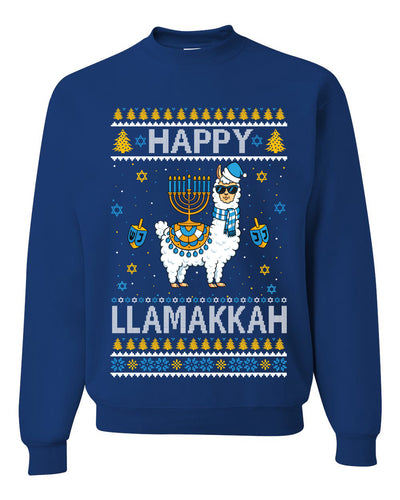 Happy Llamakkah, Unisex Ugly Christmas Sweater, Crewneck Sweatshirts
