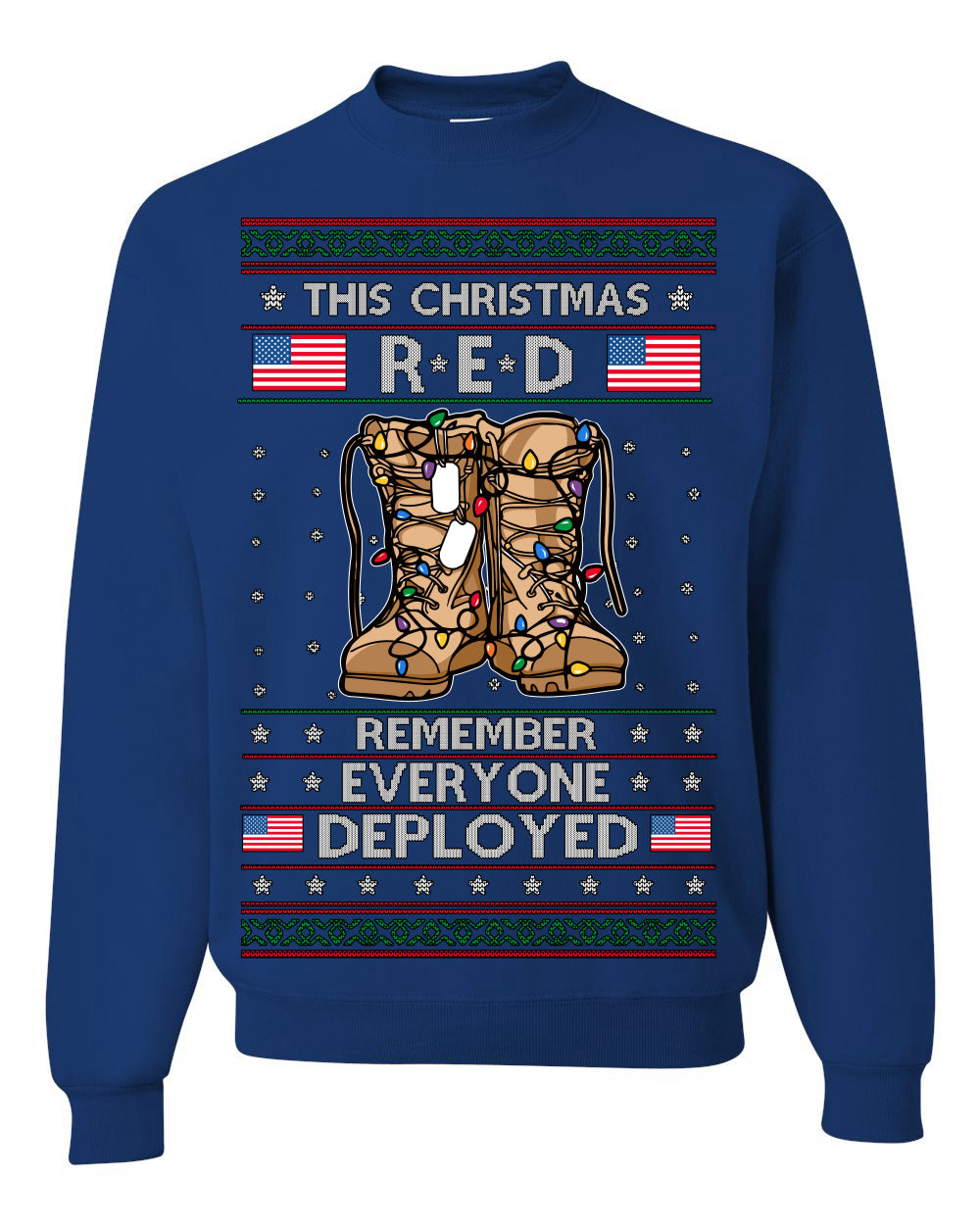 This Christmas RED Remember Everyone Deployed Veteran Ugly Christmas Sweater