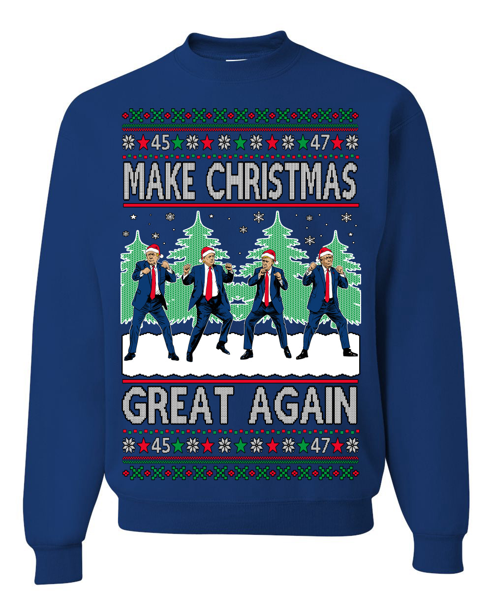 Make Christmas Great Again Shimmy Dance USA President Ugly Christmas Sweater Crewneck Sweatshirt
