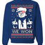 We Won Funny 45 47 President Trump Shot USA Glasses Ugly Christmas Sweater Crewneck Sweatshirt