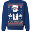 You Missed Funny 45 47 President Trump Shot USA Glasses Ugly Christmas Sweater Crewneck Sweatshirt