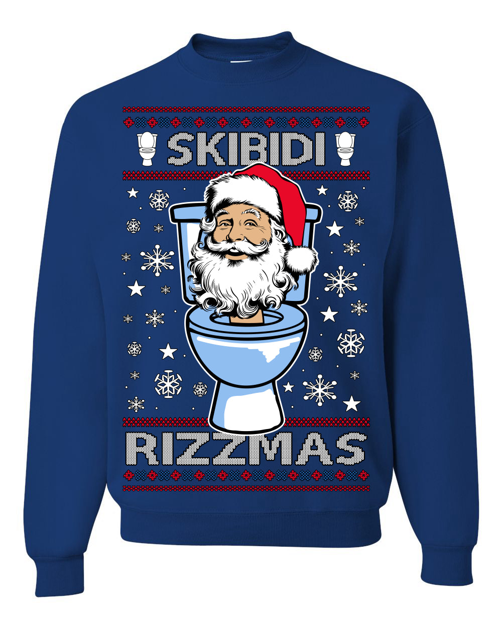 Skibidi Rizzmas Funny Toilet Video Viral Brain Rot Meme, Gen Z Alpha Slang Brainrot Memes Ugly Christmas Sweater Crewneck Sweatshirt
