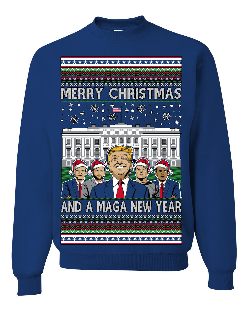 Merry Christmas and a MAGA New Year 2025 Ugly Christmas Sweater Crewneck Sweatshirts