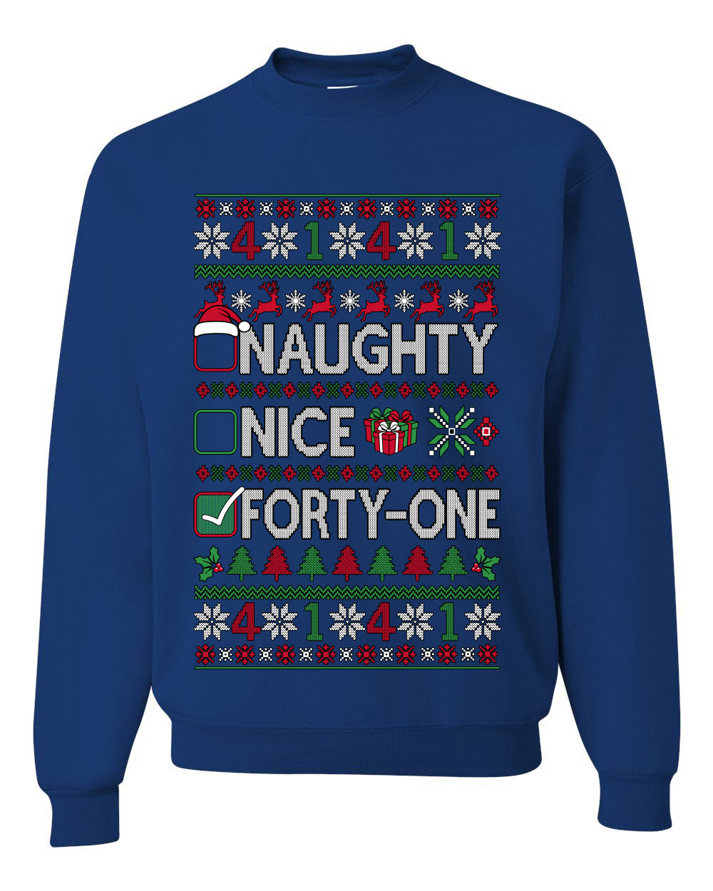 Naughty Nice 41, Ugly Christmas Unisex Sweater List, Extra Festive, Crewneck Sweatshirts