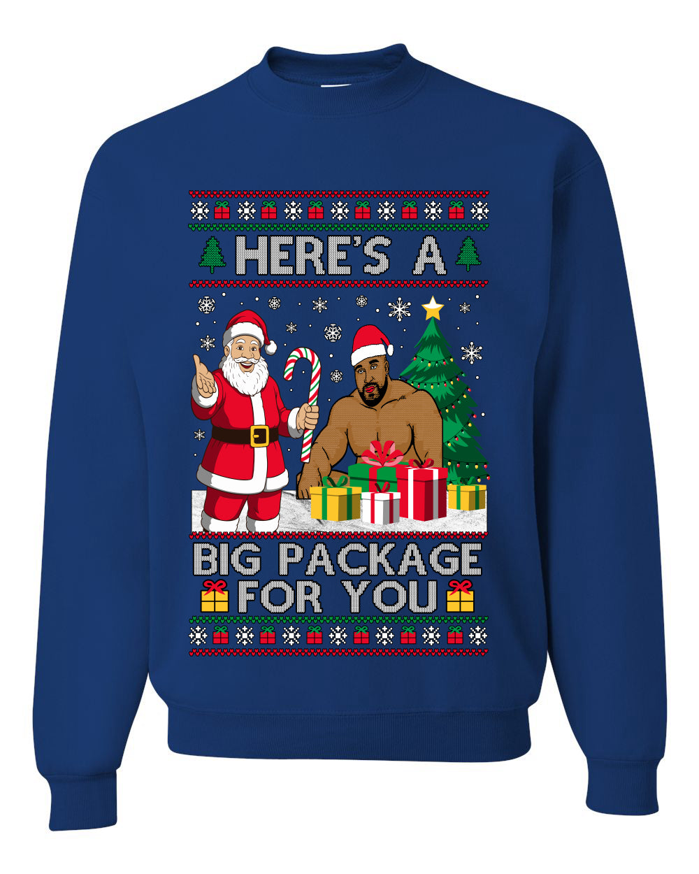 Here's A Big Package For You Santa Christmas Sweater, Unisex Ugly Christmas Crewneck Sweatshirts