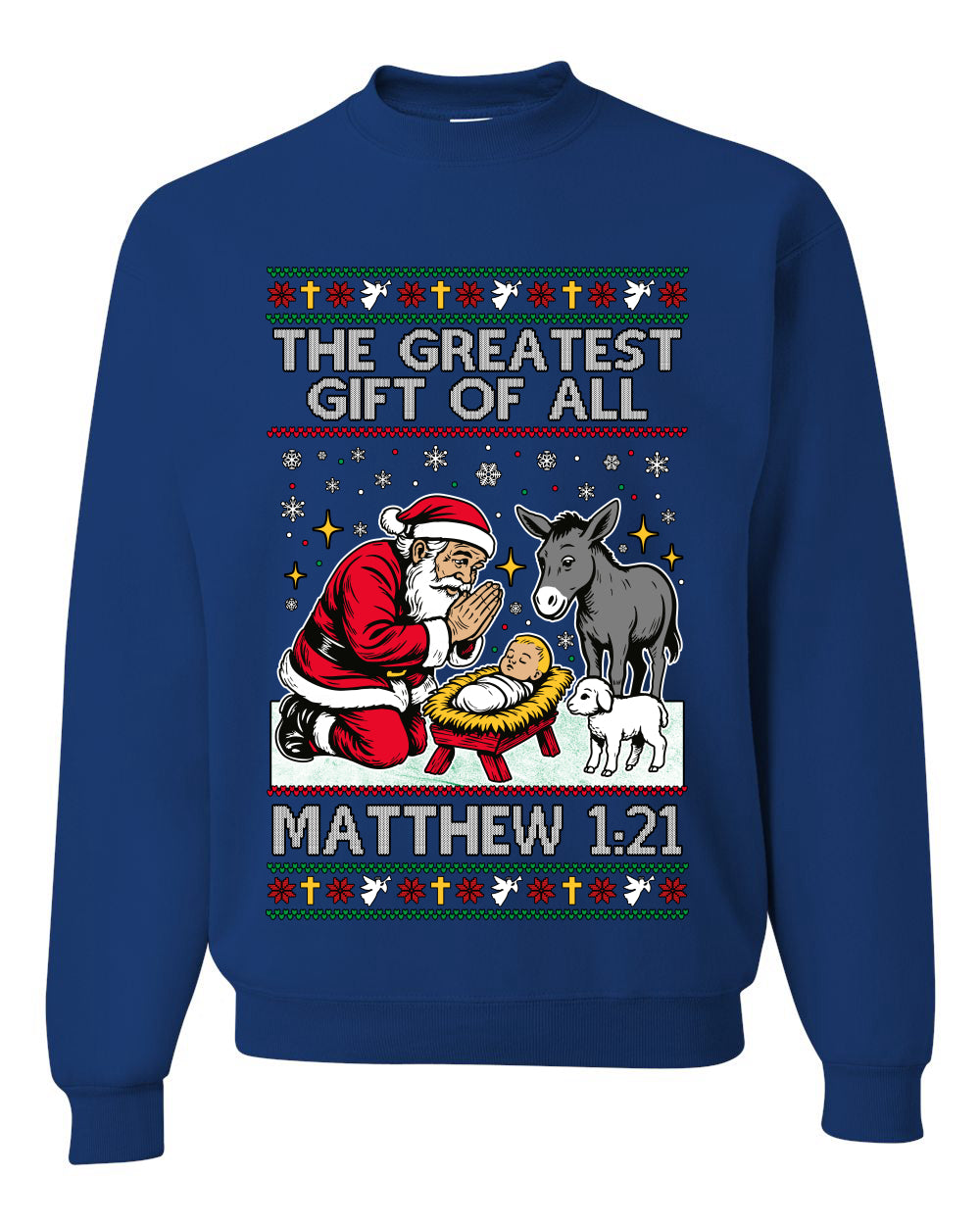 The Greatest Gift Of All Matthew 1:21, Unisex Ugly Christmas Sweater, Crewneck Sweatshirts