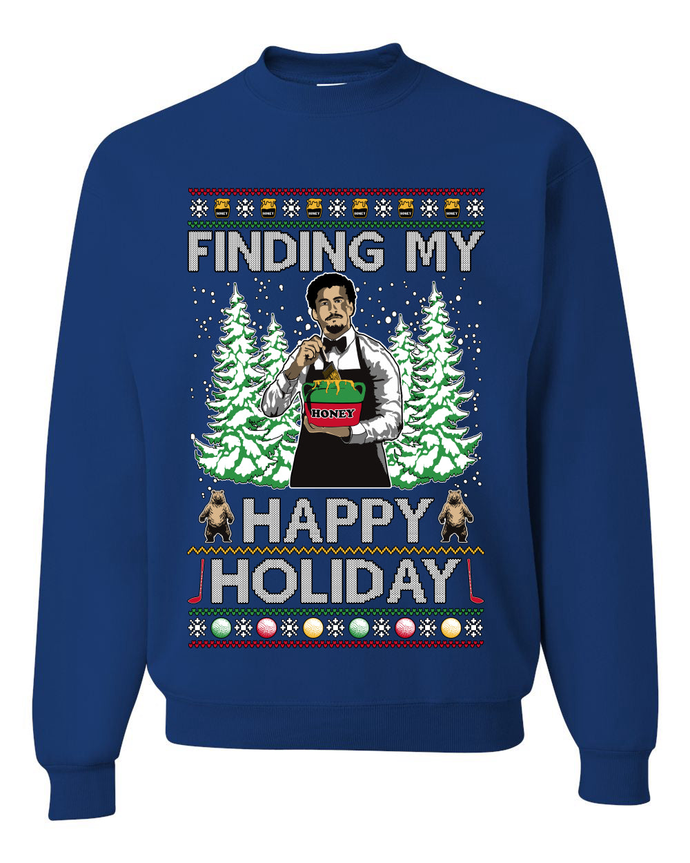 Finding My Happy Holiday, Unisex Ugly Christmas Sweater, Crewneck Sweatshirts