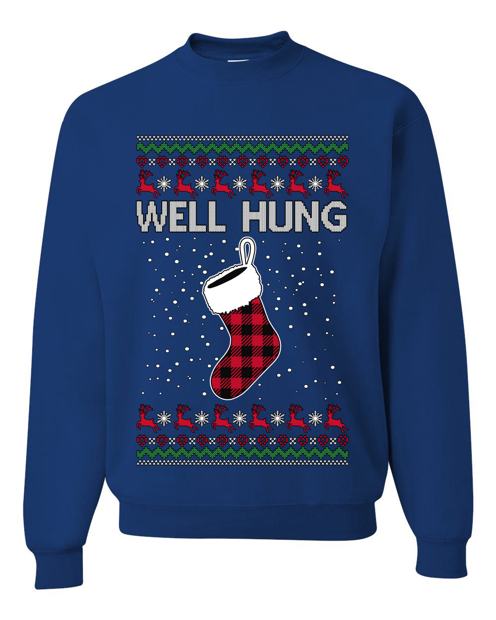 Well Hung, Unisex Ugly Christmas Sweater Crewneck Sweatshirts