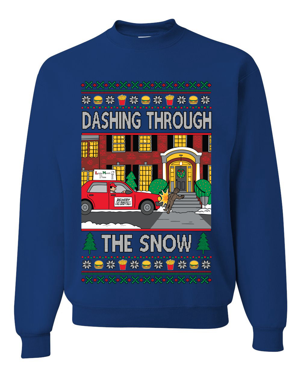 Dashing Through The Snow Classic 90s Holiday Movie, Unisex Ugly Christmas Sweater Crewneck Sweatshirts