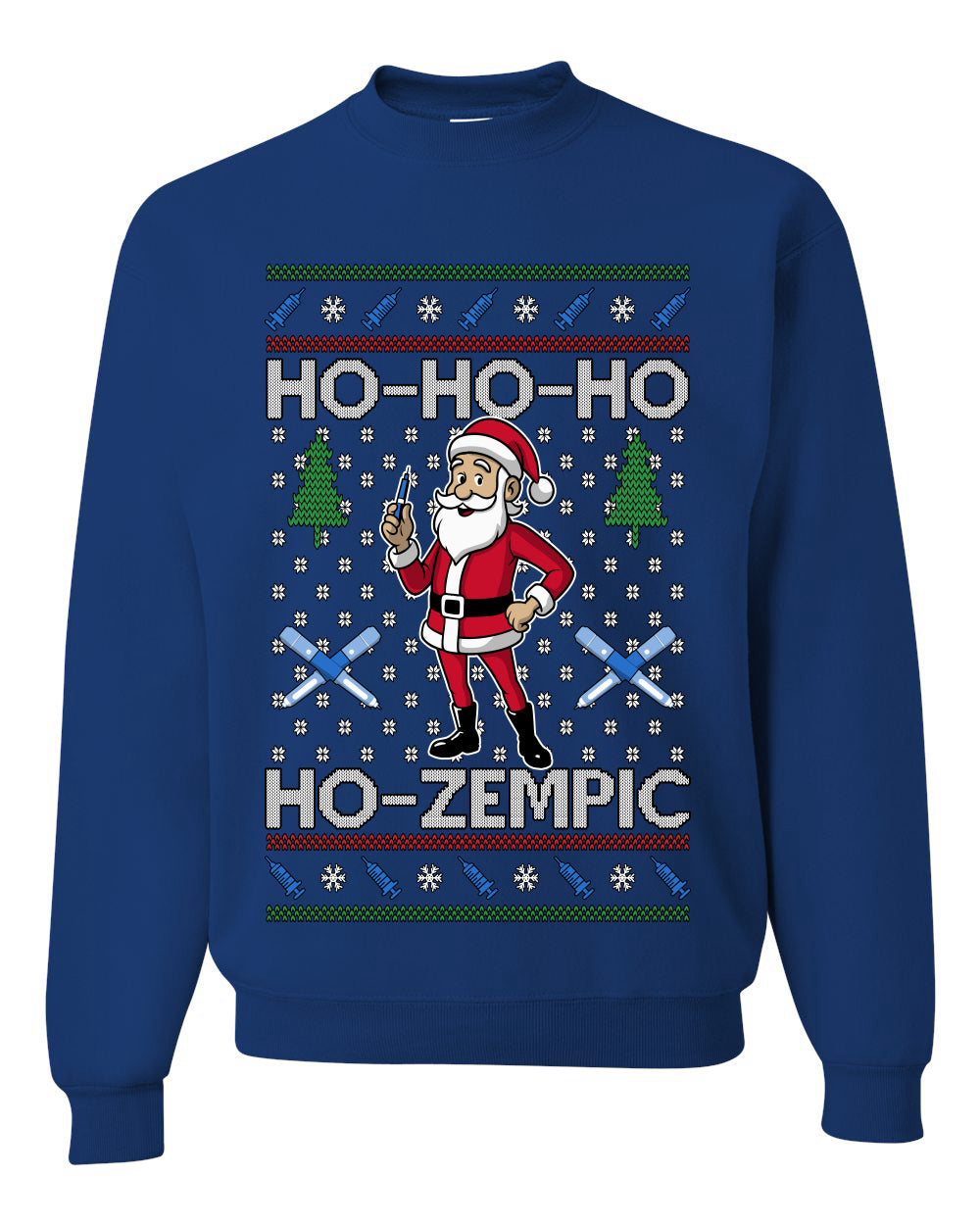 Skinny Santa Ho Ho Ho Ho-Zempic Weight Loss Shot, Unisex Ugly Christmas Sweater, Crewneck Sweatshirts