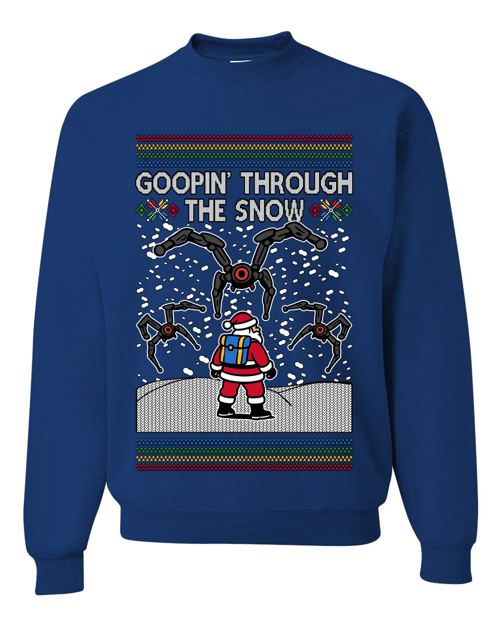 Goopin' Through The Snow Gamer Santa, Unisex Ugly Christmas Sweater Crewneck Sweatshirts