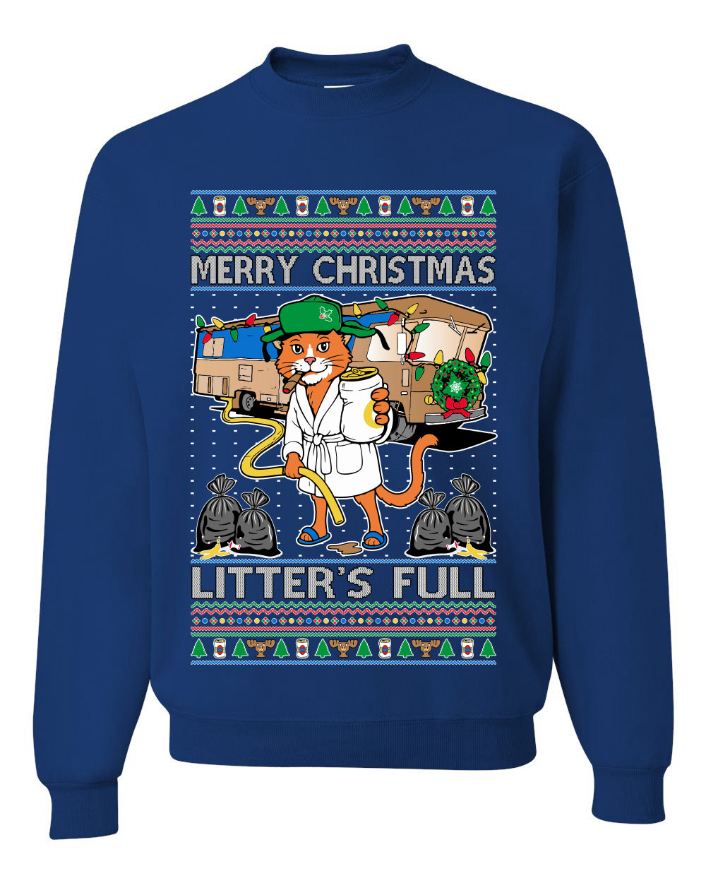 Litters Full Cat, Unisex Ugly Christmas Sweater Crewneck Sweatshirts