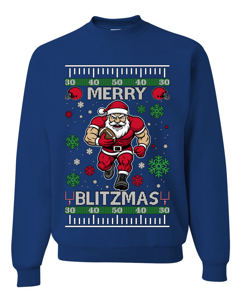 Merry Blitzmas, Football Christmas Sweater Design, Unisex Ugly Christmas Sweater Crewneck Sweatshirts