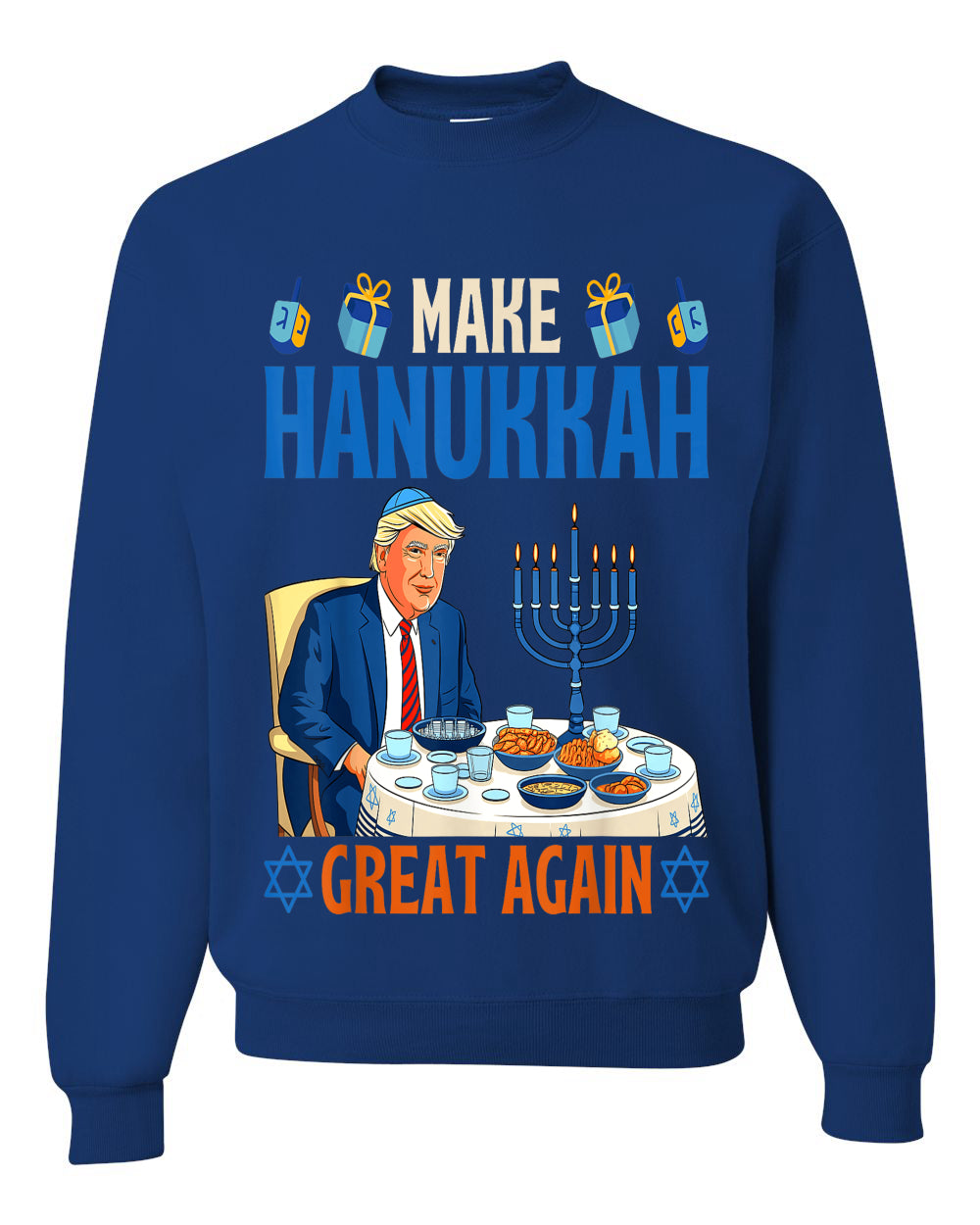 Make Hanukkah Great Again, Unisex Ugly Christmas Sweater Crewneck Sweatshirts