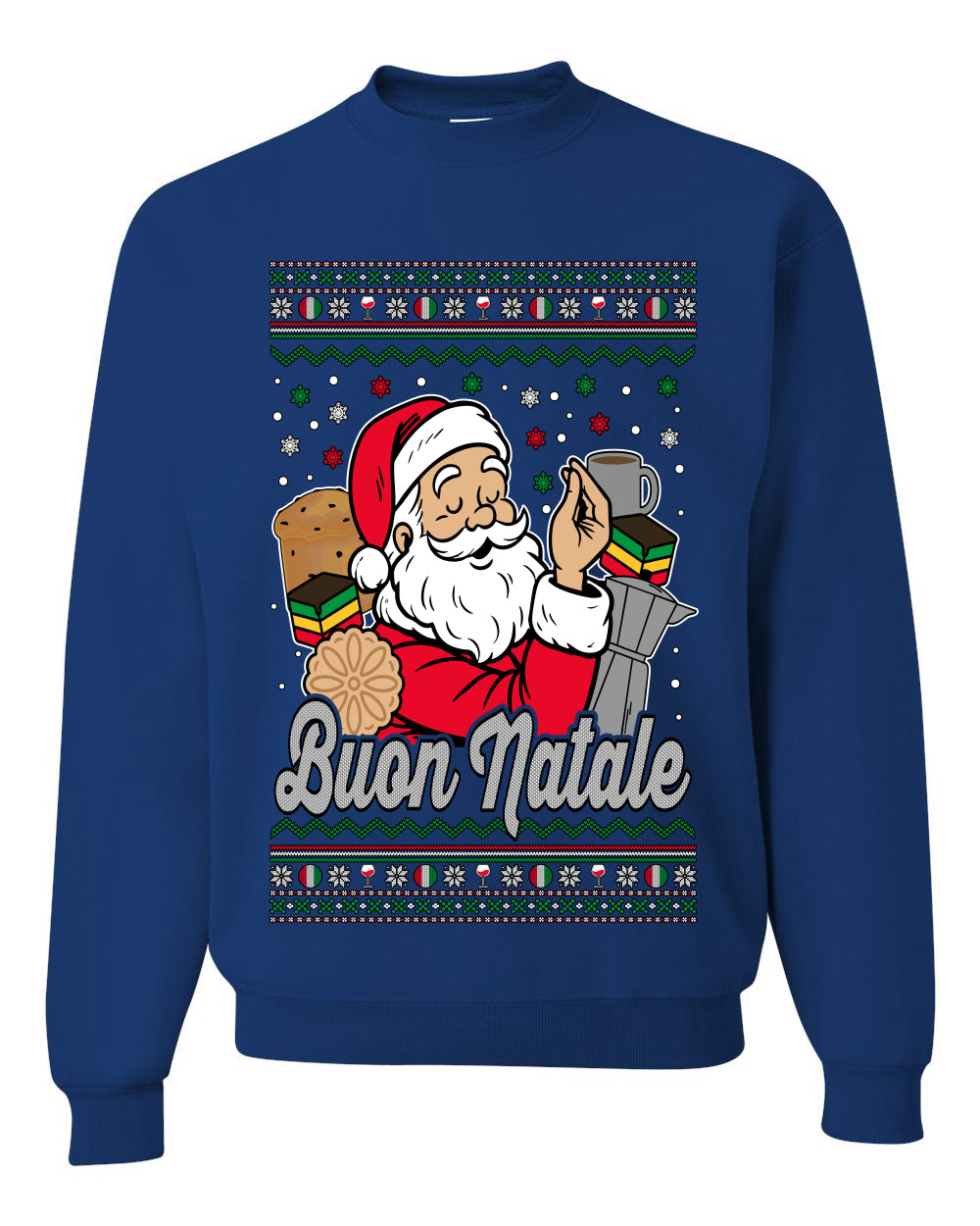 Buon Natale, Italian Santa Claus, Funny, Italian American Humor, Unisex Ugly Christmas Sweater, Crewneck Sweatshirts