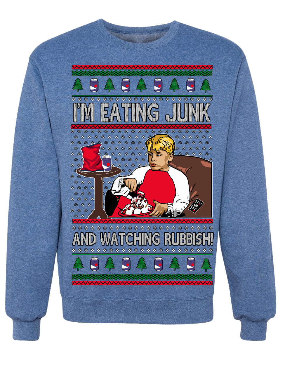 I'm Eating Junk and Watching Rubbish 90s Movie Ice Cream Ugly Christmas Sweater Crewneck Sweatshirt