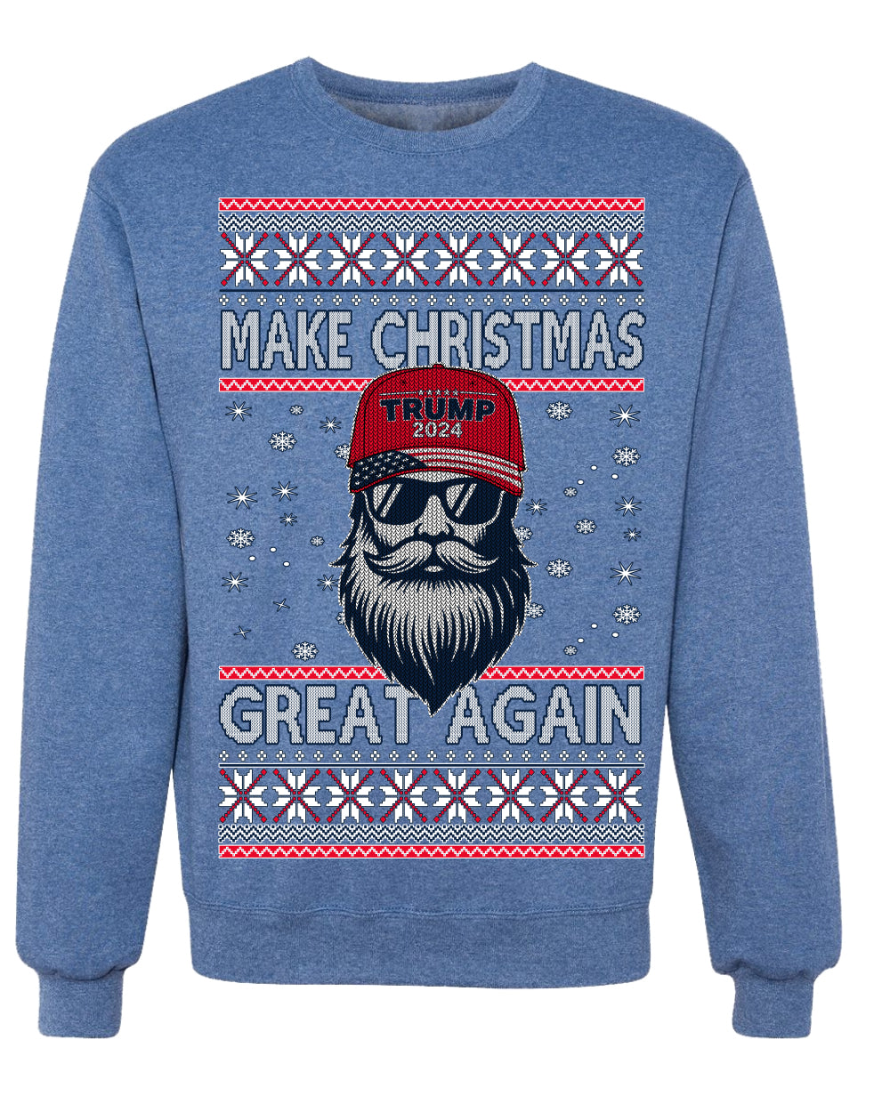 Make Christmas Great Again Trump Santa Claus 2024 MAGA,  Donald Trump JD Vance GOP Republican Ugly Christmas Sweater Crewneck Sweatshirt