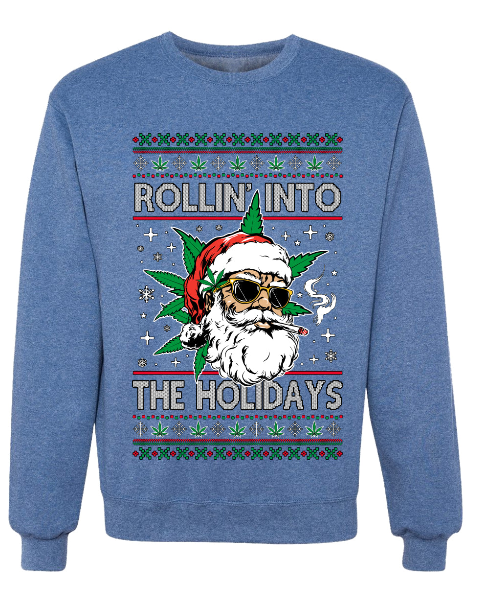 Rollin' Into The Holidays Christmas Sweater, Ugly Christmas Unisex Sweater, Crewneck Sweatshirts