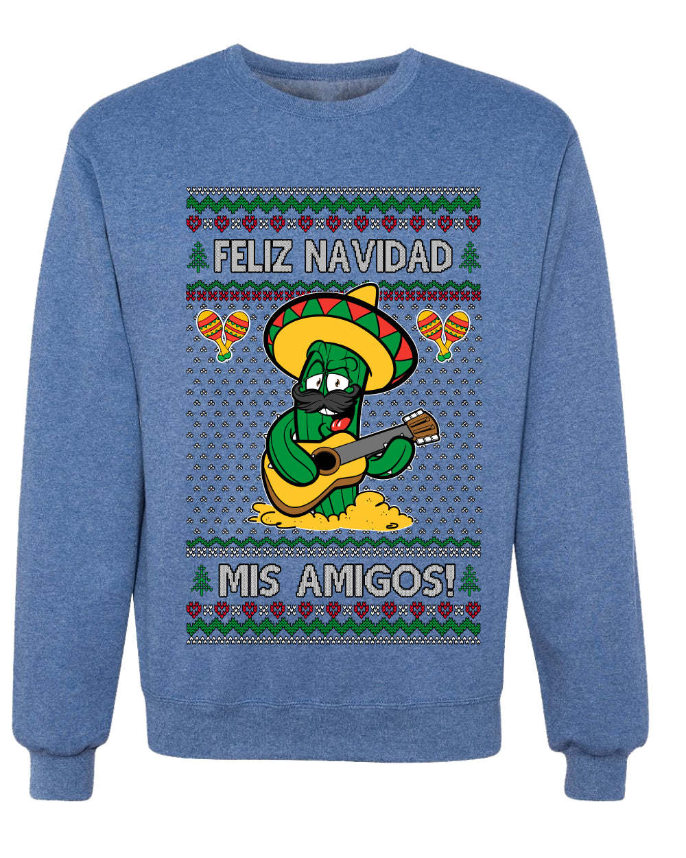 Feliz Navidad Mis Amigos!, Ugly Christmas Unisex Sweater, Crewneck Sweatshirts