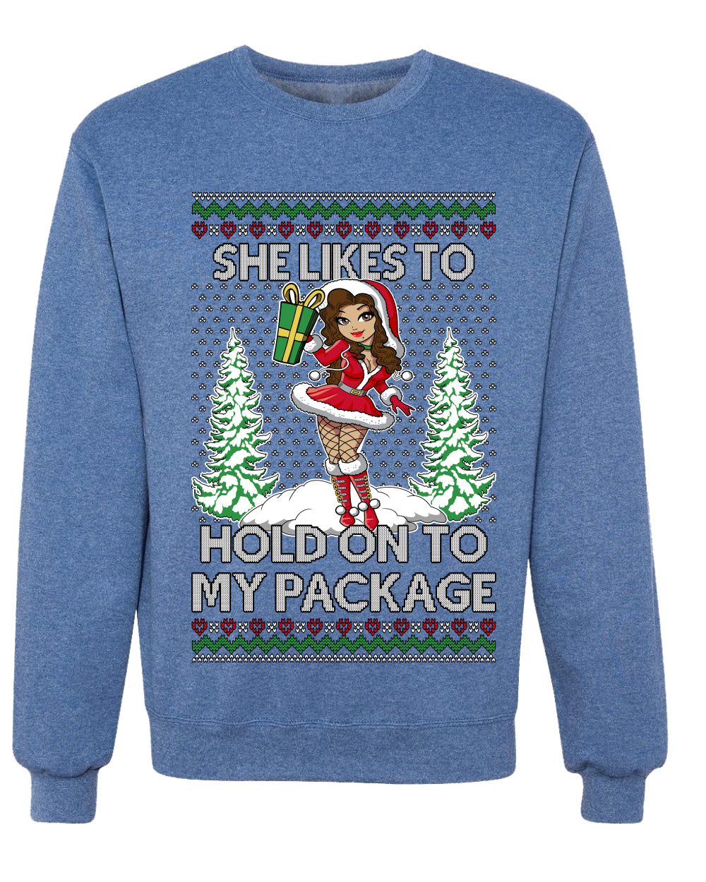 Hold My Package, Funny Unisex Ugly Christmas Crewneck Sweatshirts