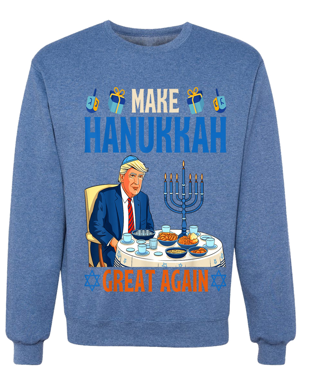 Make Hanukkah Great Again, Unisex Ugly Christmas Sweater Crewneck Sweatshirts