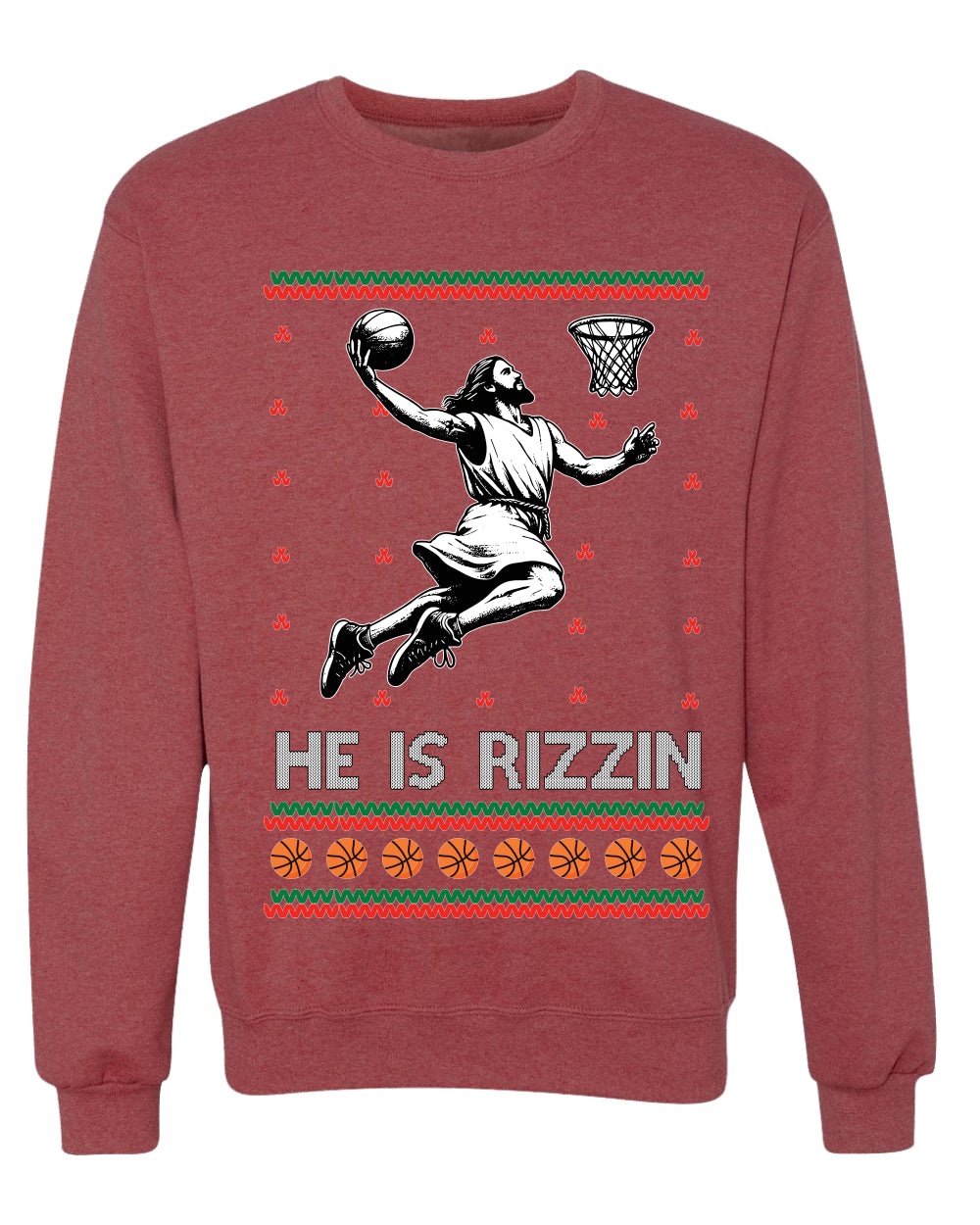 He Is Rizzin, Unisex Ugly Christmas Sweater, Crewneck Sweatshirts
