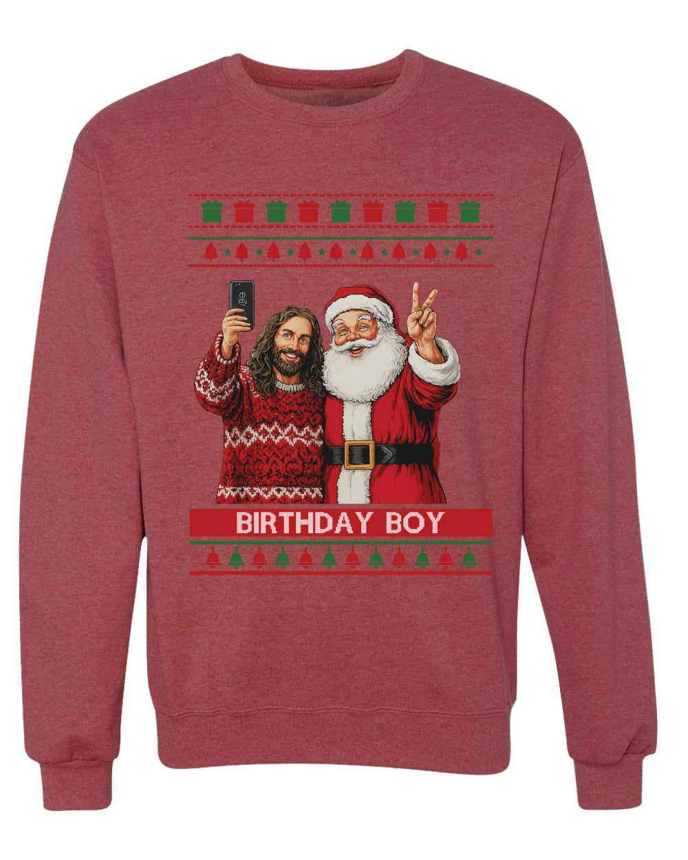 Birthday Boy Jesus, Unisex Ugly Christmas Sweater, Crewneck Sweatshirts