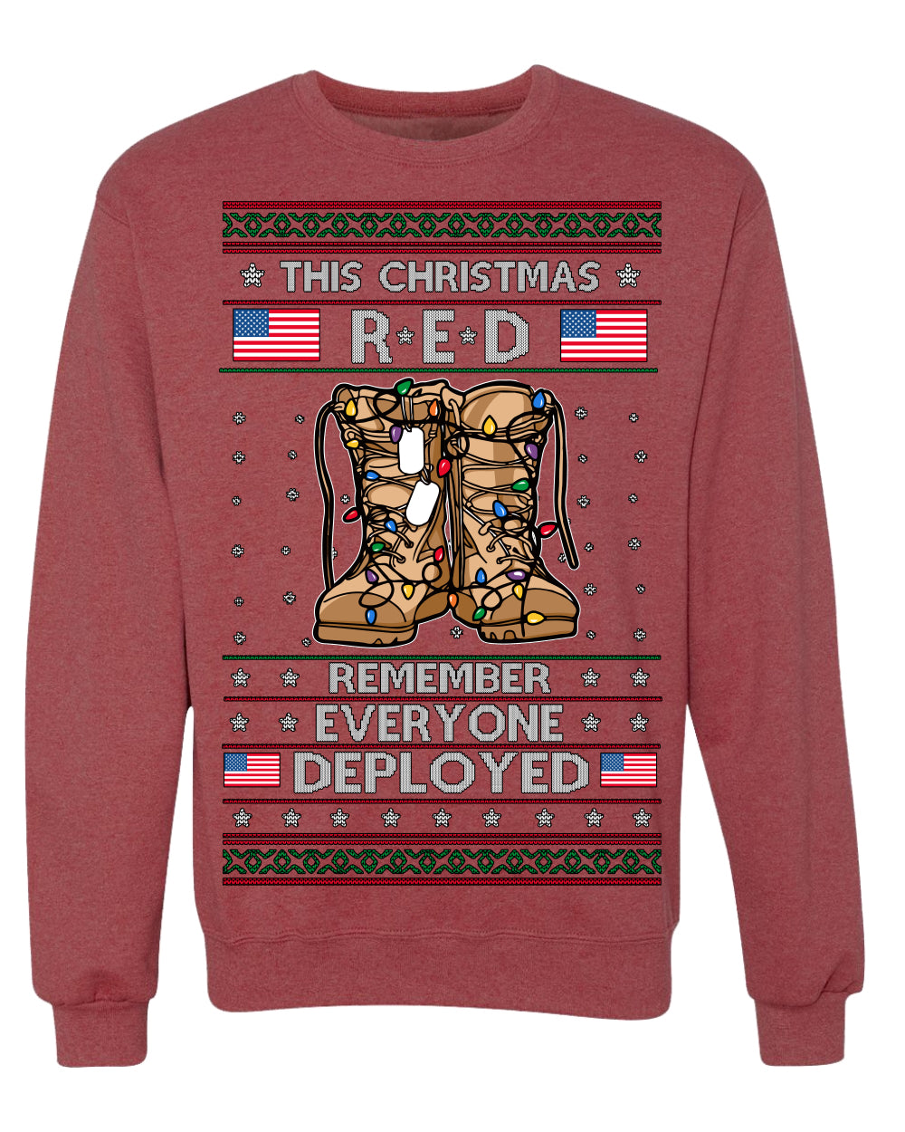 This Christmas RED Remember Everyone Deployed Veteran Ugly Christmas Sweater