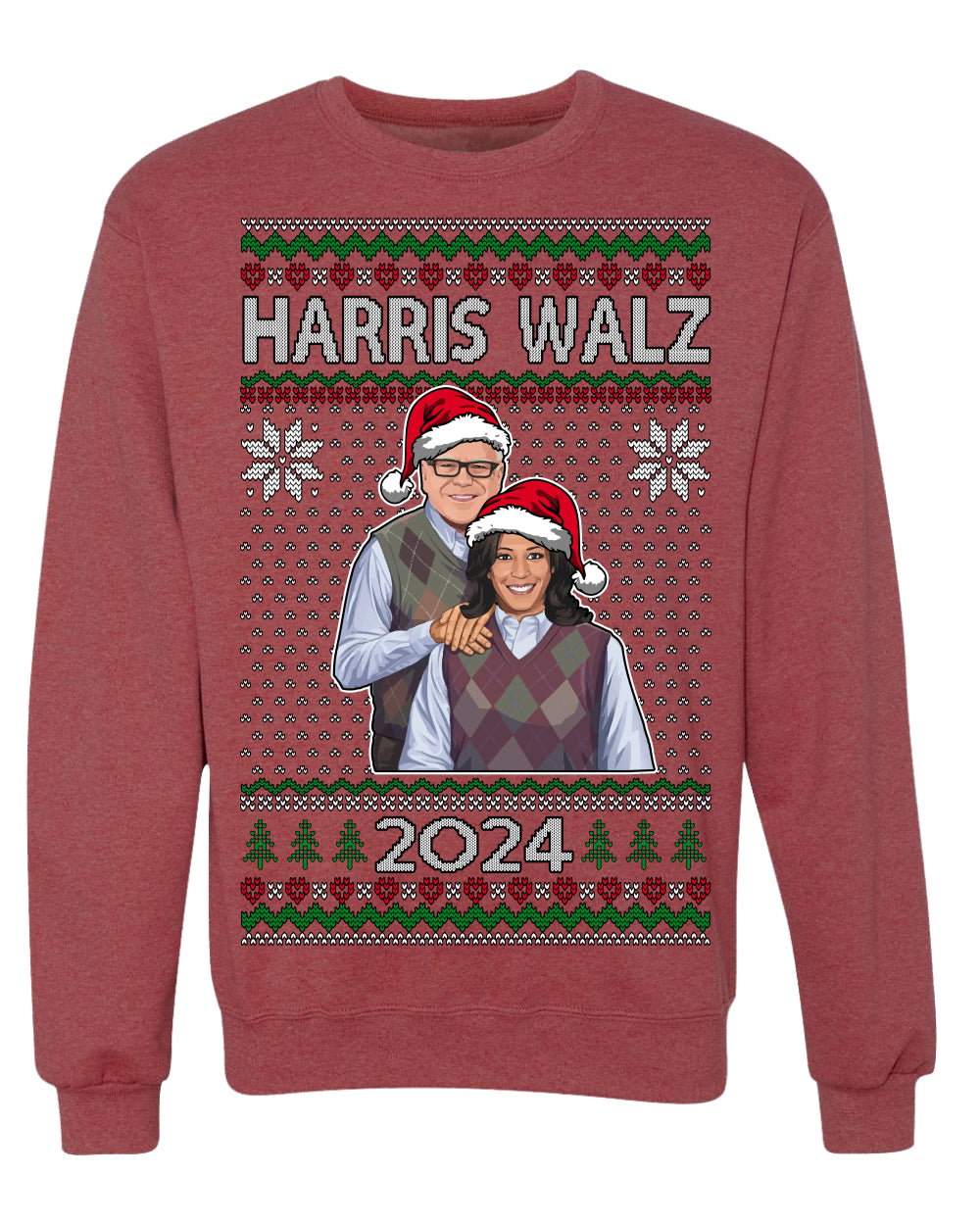 Kamala Harris Tim Walz 2024 Classic Movie Ugly Christmas Sweater Crewneck Sweatshirt