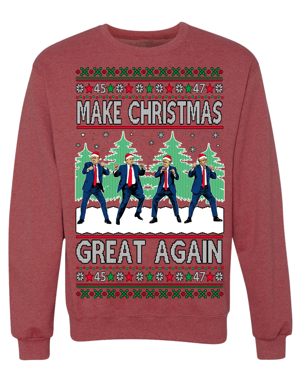 Make Christmas Great Again Shimmy Dance USA President Ugly Christmas Sweater Crewneck Sweatshirt