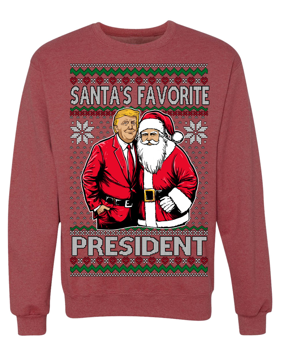 Santa's Favorite President Red Suit Trump Ugly Christmas Sweater Crewneck Sweatshirt
