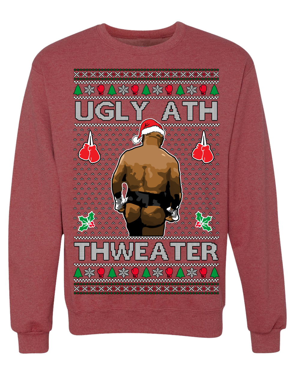 Ugly Ath Sweater Merry Chrithmith, Butt Viral Ugly Ass Boxing Fight, Funny Ugly Christmas Sweater Crewneck Sweatshirt