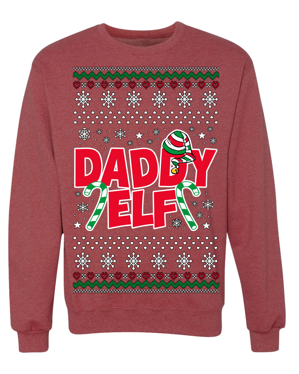 Daddy Elf Cute Holiday Winter Ugly Christmas Sweater Crewneck Sweatshirt