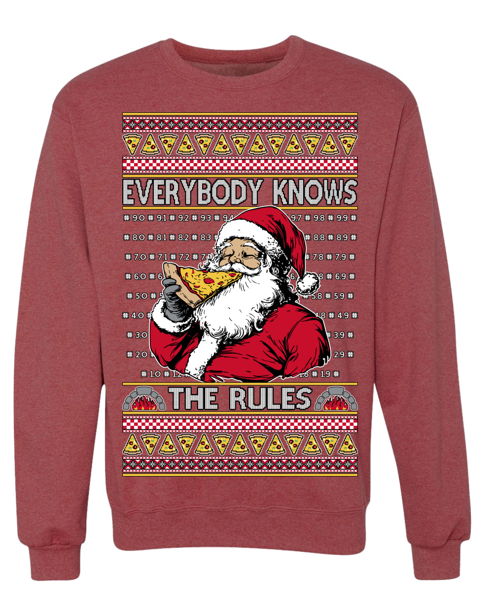 Everybody Knows the Rules Funny Santa Claus Pizza Score Ugly Christmas Sweater