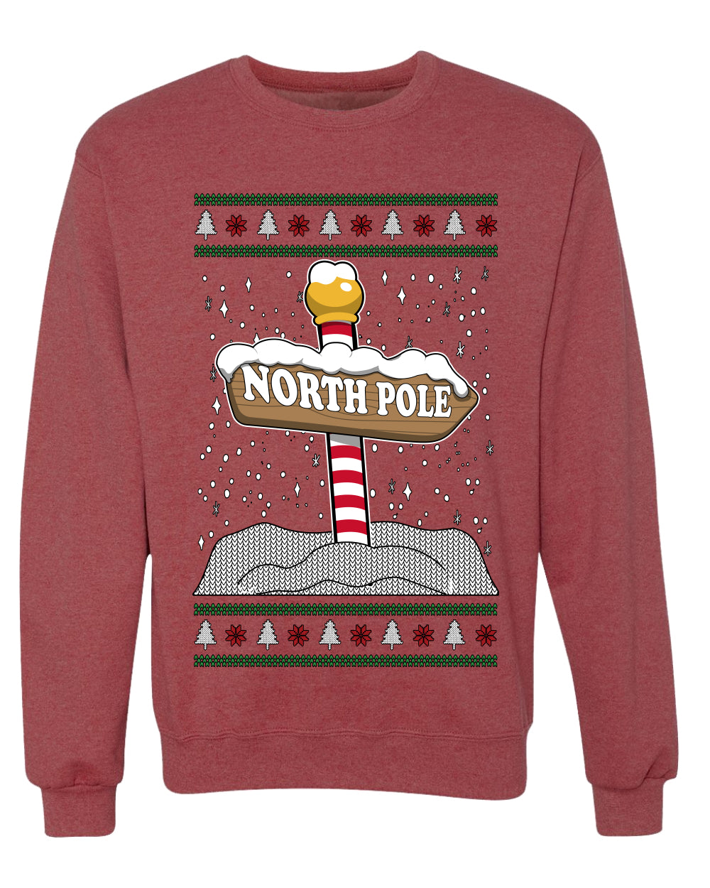 North Pole, Unisex Ugly Christmas Sweater Crewneck Sweatshirts