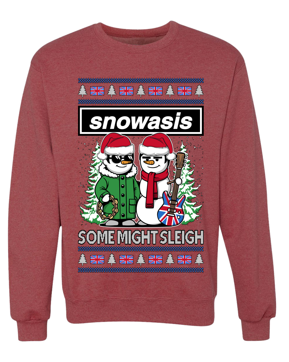 Snowasis English Rock Band Parody, Unisex Ugly Christmas Sweater, Crewneck Sweatshirts