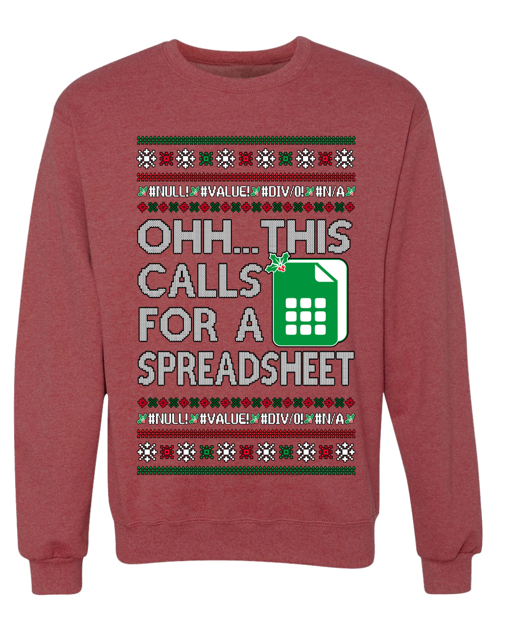 Oh... This Calls for A Spreadsheet, Unisex Ugly Christmas Sweater Crewneck Sweatshirts