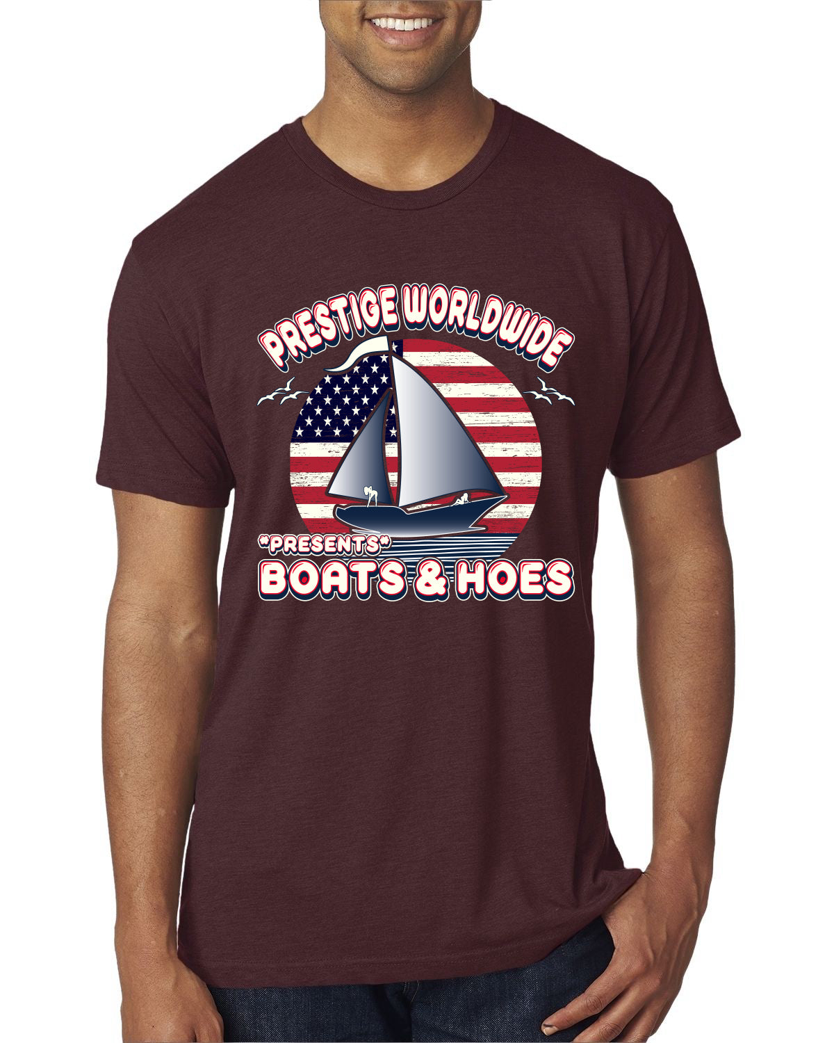 Vintage Retro USA Prestige Worldwide Funny Boats and Hoes Vintage / Retro Mens Premium Tri Blend T-Shirt